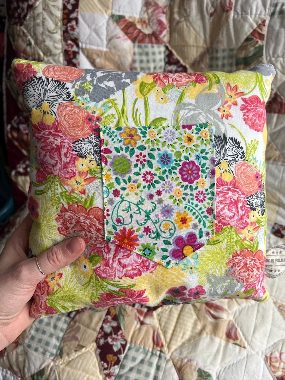 Tooth Fairy Pillow - Designer Fabrics Green Birds and Florals